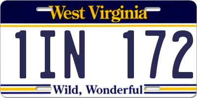 WV license plate 1IN172