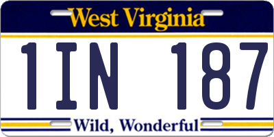 WV license plate 1IN187