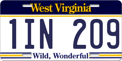 WV license plate 1IN209