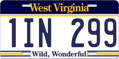 WV license plate 1IN299