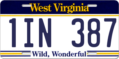 WV license plate 1IN387