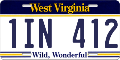 WV license plate 1IN412