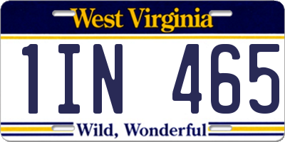 WV license plate 1IN465