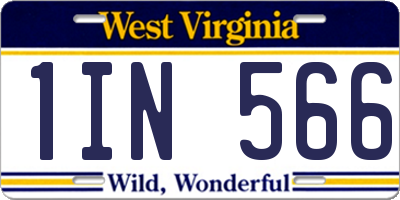 WV license plate 1IN566