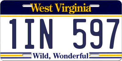 WV license plate 1IN597