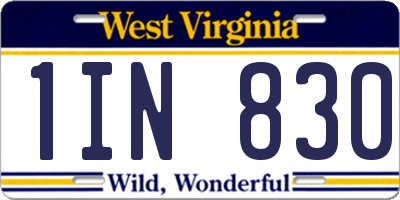 WV license plate 1IN830