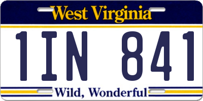 WV license plate 1IN841