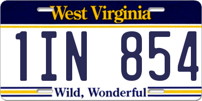 WV license plate 1IN854
