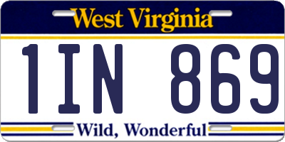 WV license plate 1IN869
