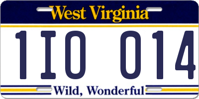 WV license plate 1IO014