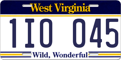 WV license plate 1IO045