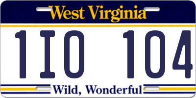 WV license plate 1IO104