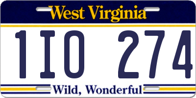 WV license plate 1IO274