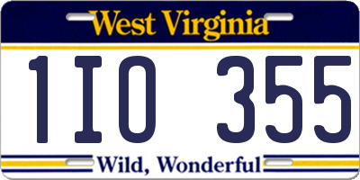 WV license plate 1IO355