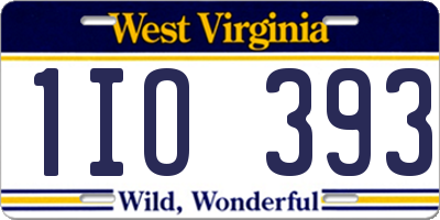 WV license plate 1IO393