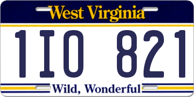 WV license plate 1IO821