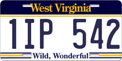 WV license plate 1IP542