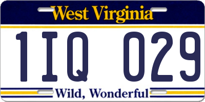 WV license plate 1IQ029