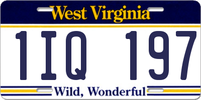 WV license plate 1IQ197