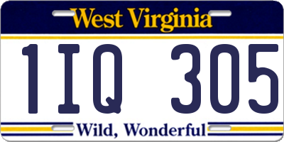 WV license plate 1IQ305