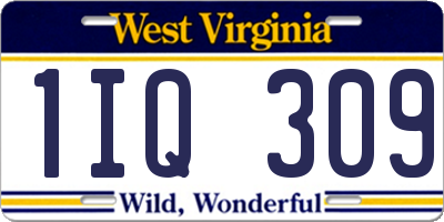 WV license plate 1IQ309