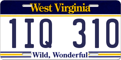WV license plate 1IQ310
