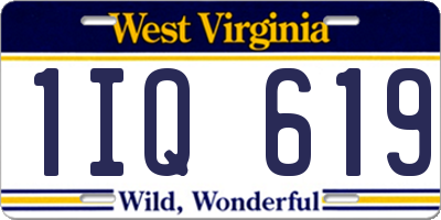 WV license plate 1IQ619