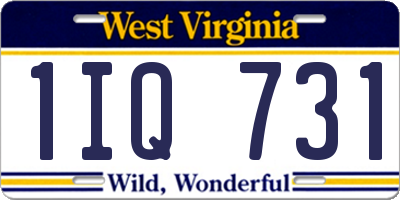 WV license plate 1IQ731