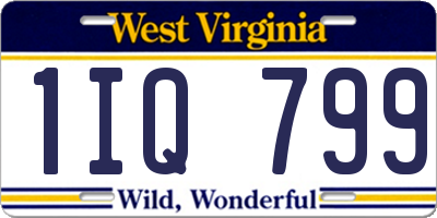 WV license plate 1IQ799