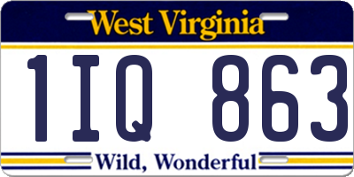 WV license plate 1IQ863