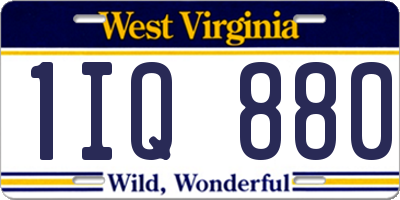 WV license plate 1IQ880