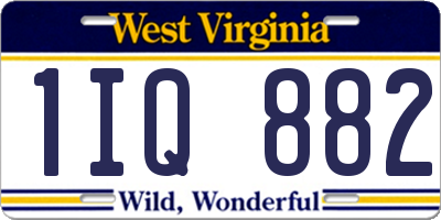 WV license plate 1IQ882