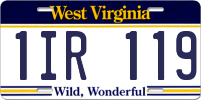 WV license plate 1IR119