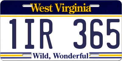 WV license plate 1IR365