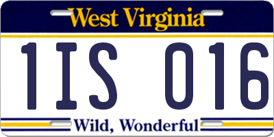 WV license plate 1IS016