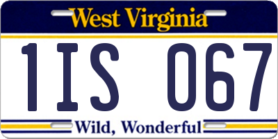 WV license plate 1IS067