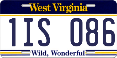 WV license plate 1IS086
