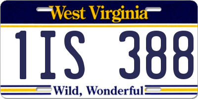 WV license plate 1IS388