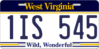 WV license plate 1IS545