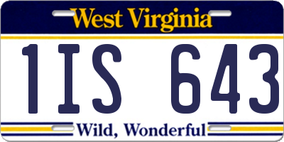 WV license plate 1IS643