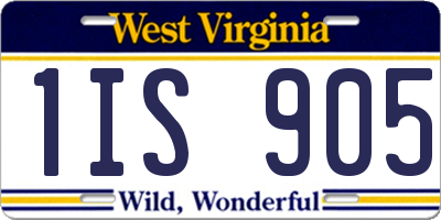 WV license plate 1IS905