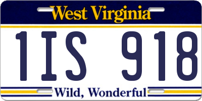 WV license plate 1IS918