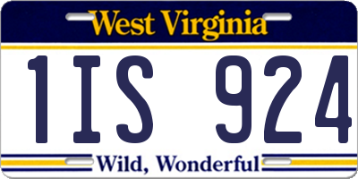 WV license plate 1IS924