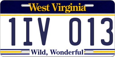 WV license plate 1IV013
