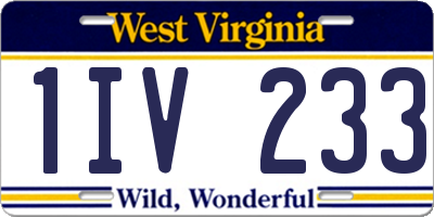 WV license plate 1IV233