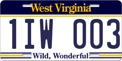 WV license plate 1IW003