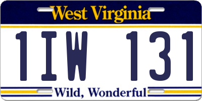 WV license plate 1IW131