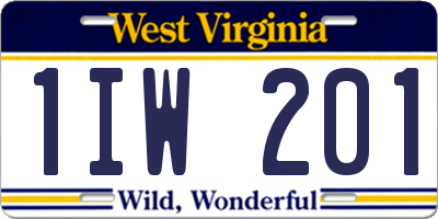 WV license plate 1IW201