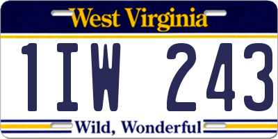 WV license plate 1IW243