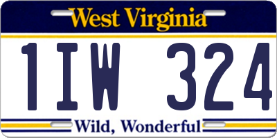 WV license plate 1IW324